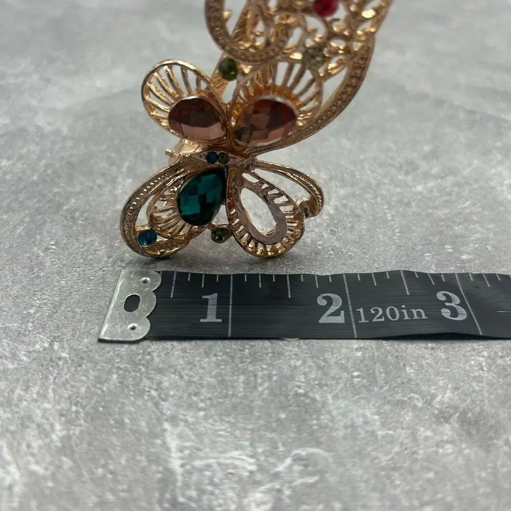 Fashion Jewelry Rhinestones Gold Butterfly Hair Clip Accessories